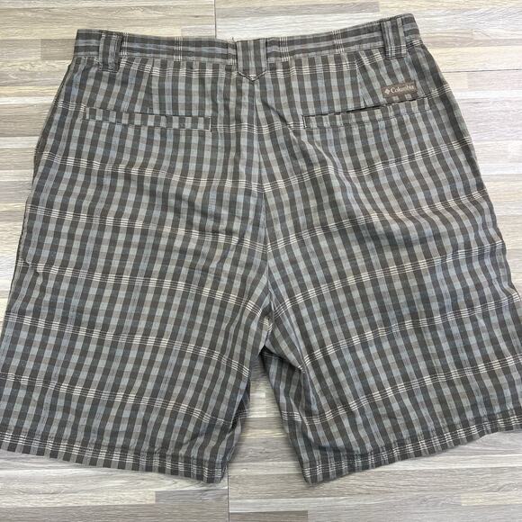 VTG Columbia Men’s Shorts Brown Plaid Chino Size 34 - JN321 - Picture 2 of 7